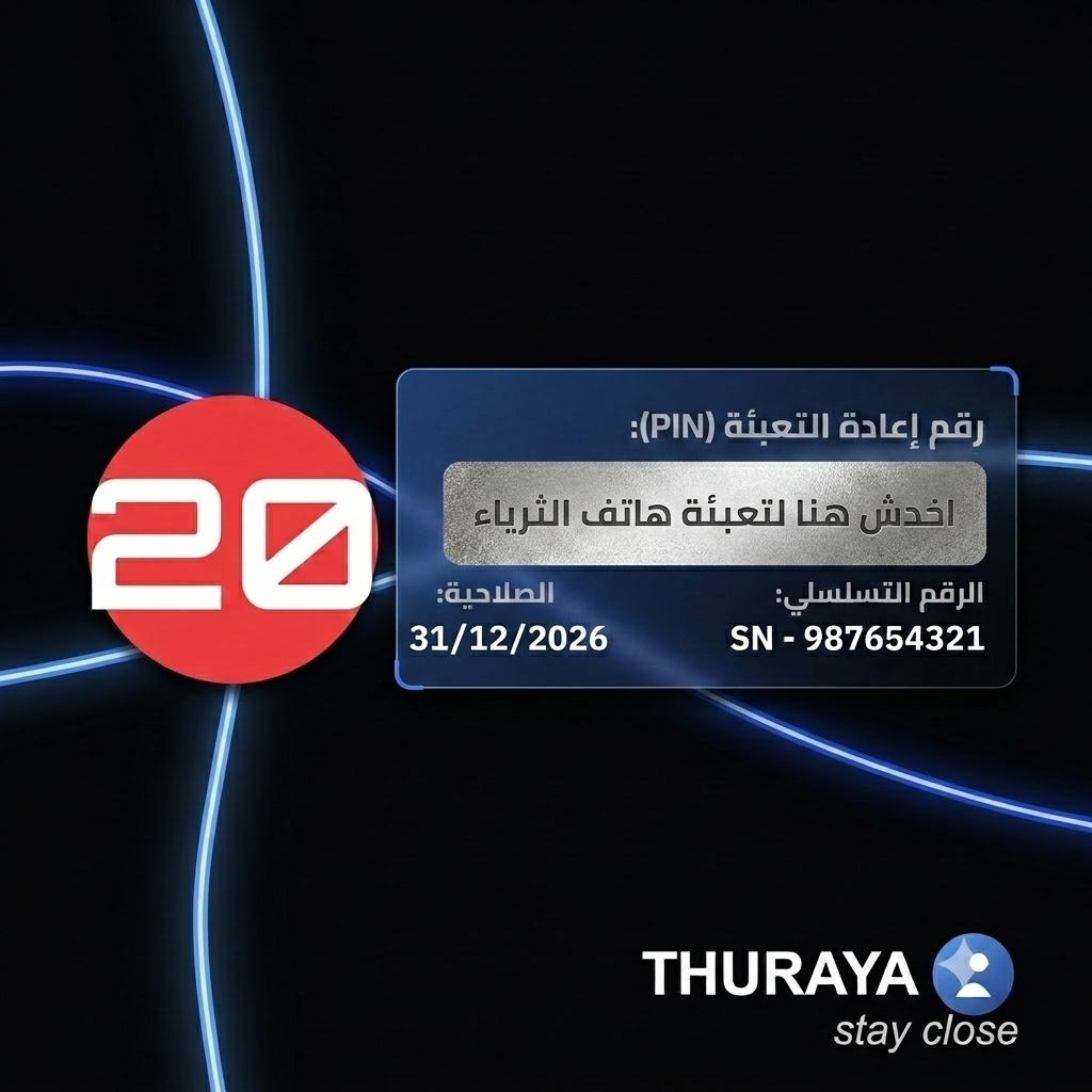 بطاقة شحن الثريا 20 وحدة: رصيد فوري لاتصال فضائي بلا انقطاع